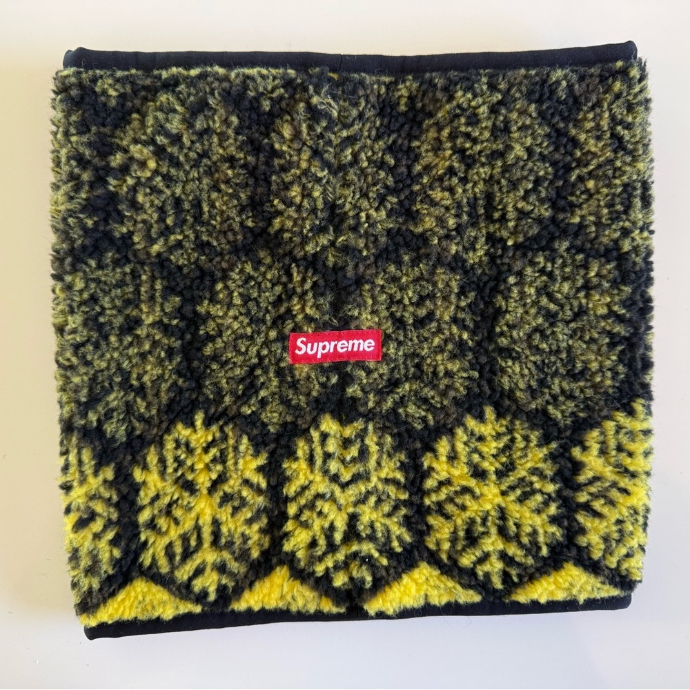 SUPREME Fleece Ski Snowboard Gaiter Neck Warmer Scarf Black w Yellow Brand New!